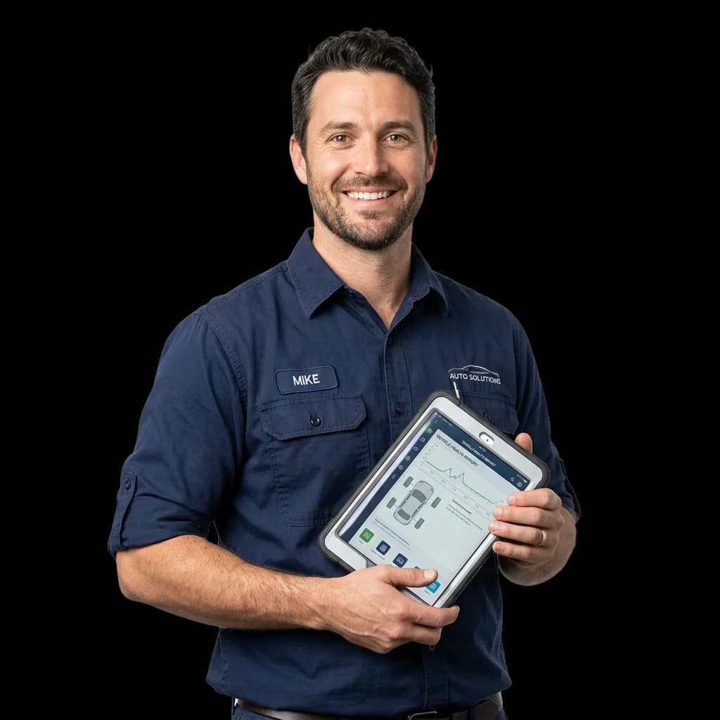 Mechanic holding a tablet